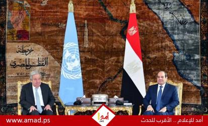 السيسي وغوتيريش يؤكدان: لا سلام بالشرق الأوسط دون حل عادل للقضية الفلسطينية