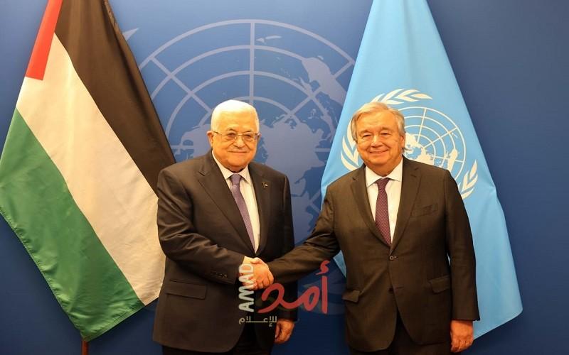 الرئيس عباس يبحث مع غوتيريش مستجدات القضية الفلسطينية