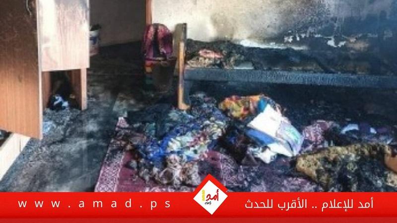 اندلاع حريق في منزل وسط قطاع غزة- صور