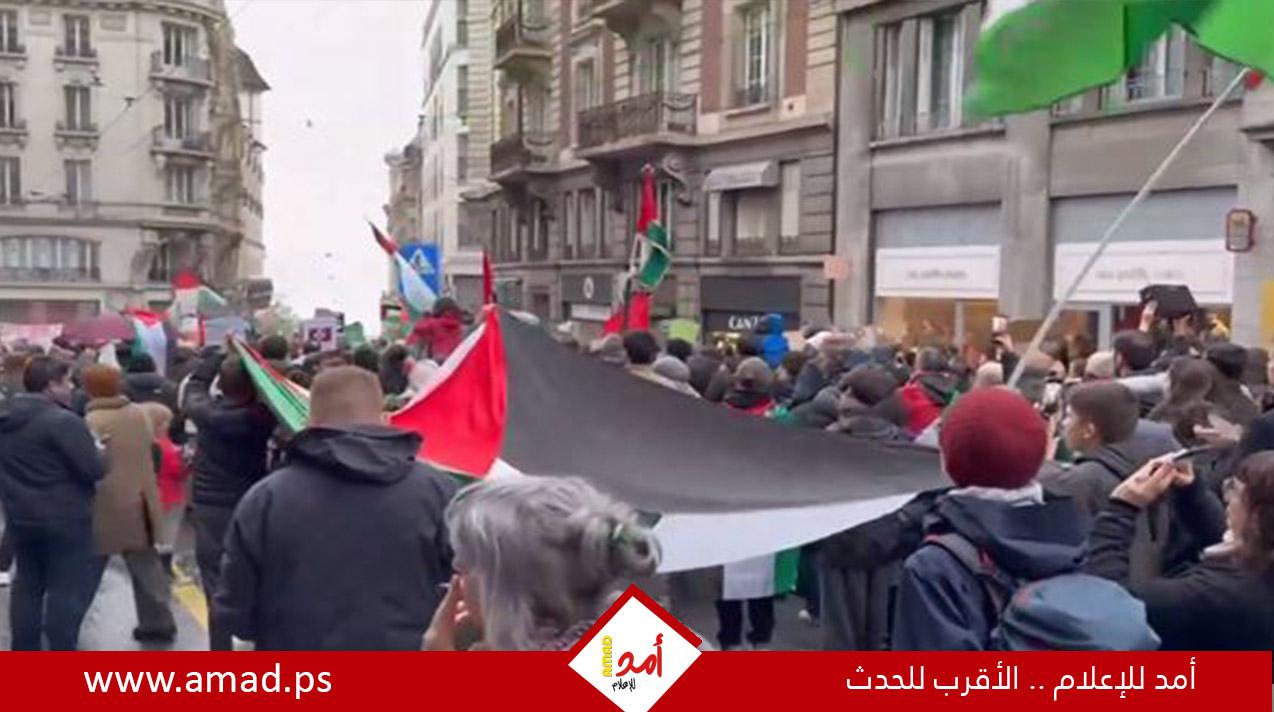 مظاهرة حاشدة في سويسرا تندد بالعدوان الإسرائيلى على غزة - صور
