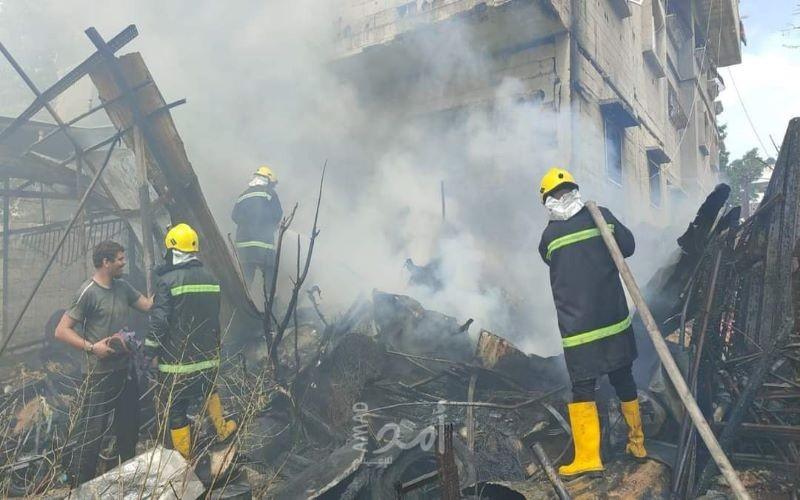 الدفاع المدني يسيطر على حريق في حي الصبرة وسط مدينة غزة