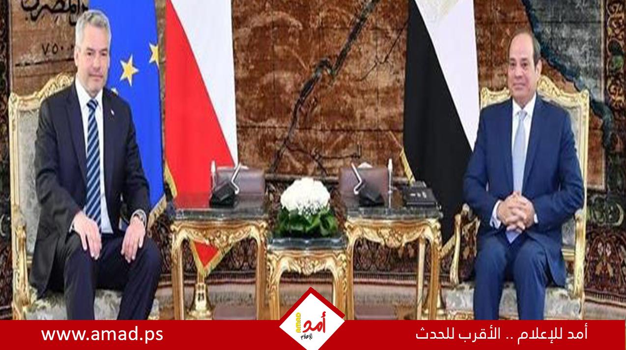 السيسي لــ مستشار النمسا: دفع مسار التسوية للقضية الفلسطينية يتطلب وقف التصعيد ومنع تدهور الموقف