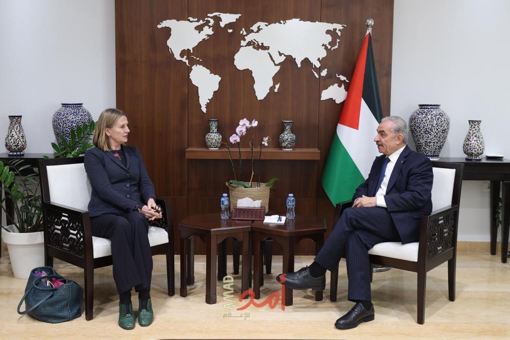 اشتية يبحث مع المبعوثة النرويجية لعملية السلام تطورات الحرب على الشعب الفلسطيني