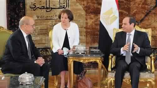 السيسى لــ وزير خارجية فرنسا: يجب اتخاذ مواقف صارمة لوقف تمويل تنظيمات الإرهاب