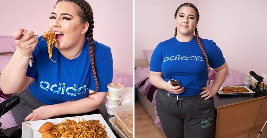 بريطانية استقالت من عملها لتأكل أمام الكاميرات