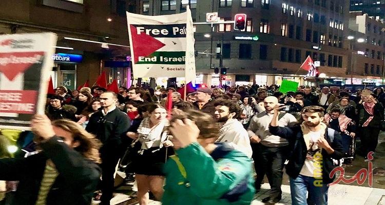 بالصور..سيدني: الآلاف يتظاهرون احتجاجا على  نقل السفارة الأمريكية للقدس و تضامنا مع غزة