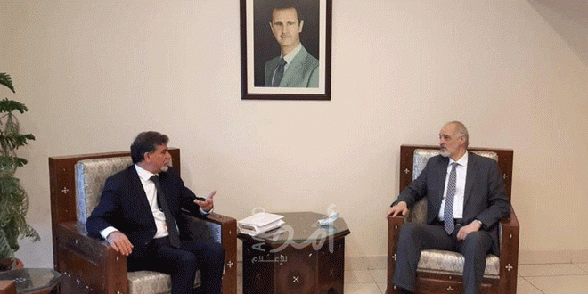 نائب وزير الخارجية السوري يبحث مع السفير عبد الهادي آخر تطورات الأوضاع في فلسطين