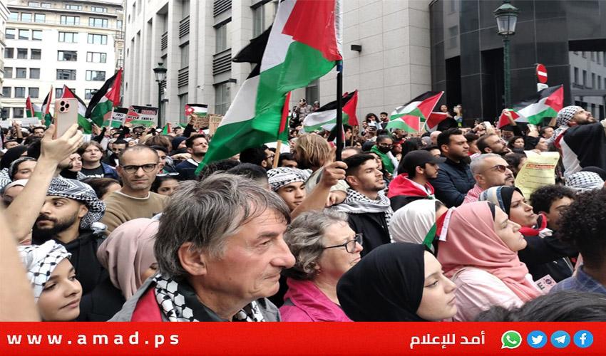 تظاهرة حاشدة في بروكسل تنديدا بالعدوان الإسرائيلي - فيديو