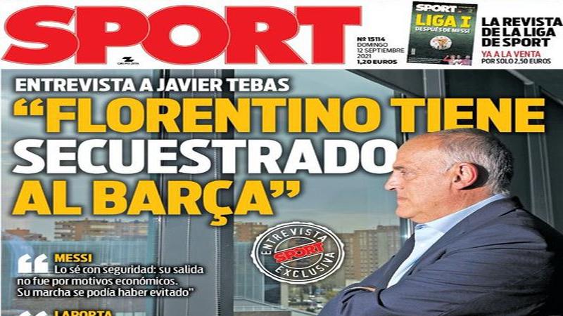 رئيس رابطة الدوري الإسباني يتهم بيريز باختطاف برشلونة