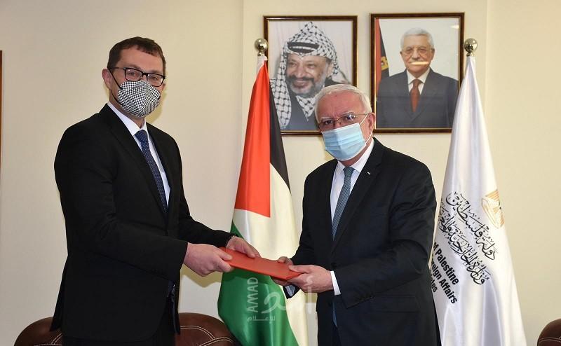 المالكي يتسلم أوراق اعتماد ممثل "جمهورية التشيك" الجديد لدى فلسطين