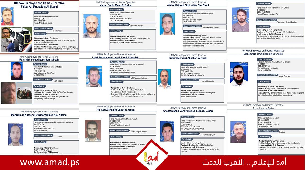 غالانت يكشف عن بيانات بعض موظفي الأونروا يزعم مشاركتهم في هجوم 7 أكتوبر  - فيديو