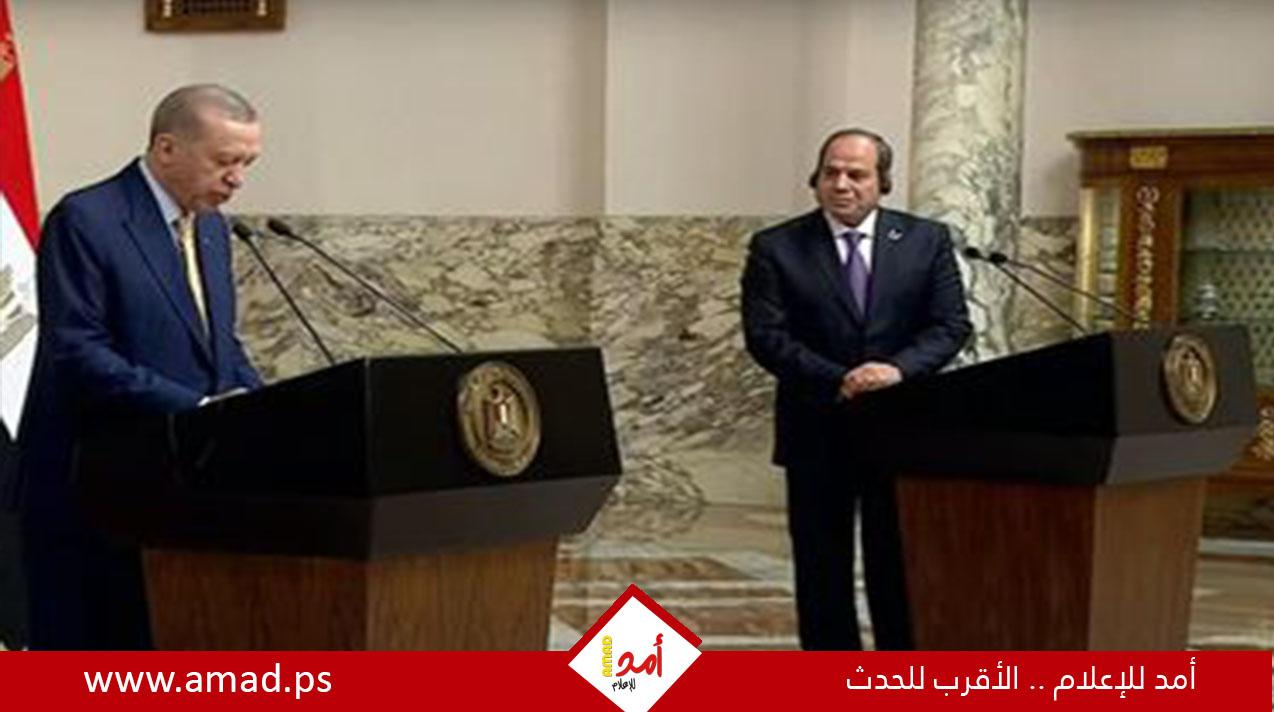 الرئيسان التركي والمصري يبحثان تطورات العدوان الإسرائيلي في قطاع غزة