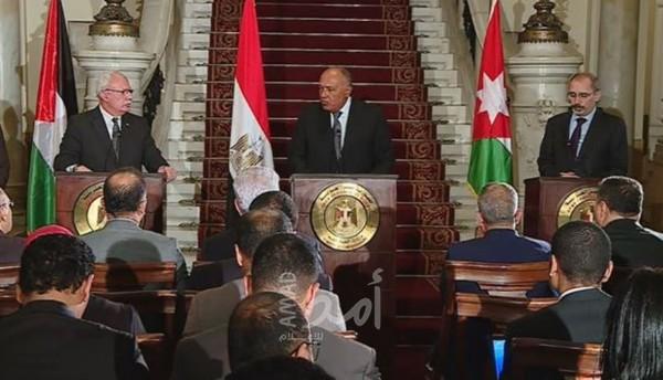 وزراء خارجية فلسطين ومصر والأردن: الوزاري العربي أكد أهمية العمل المشترك لدعم فلسطين