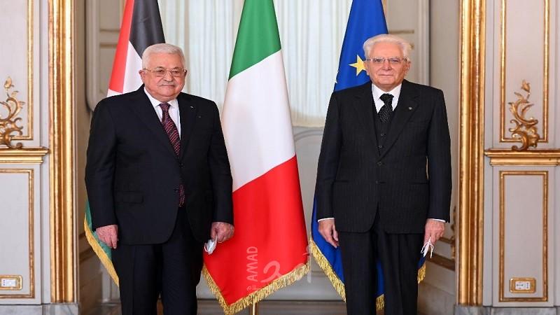 عباس يستعرض مع رئيس إيطاليا تطورات القضية الفلسطينية لما تتعرض له من انتهاكات إسرائيلية