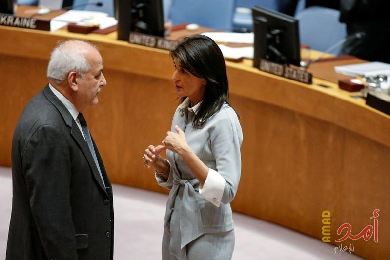 هايلي تهدد بالفيتو..منصور: فلسطين ترفض التعديلات الاميركية على مشروع قرار توفير الحماية الدولية