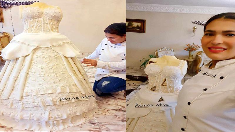 تصميم فستان زفاف من عجين السكر طوله 166 سم