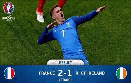 بالفيديو - جريزمان يقود فرنسا إلي ربع نهائي اليورو على حساب إيرلندا