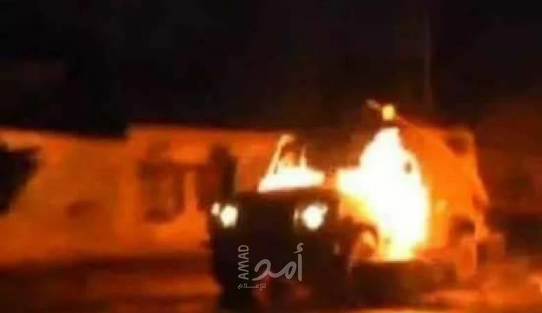 خلال مواجهات عنيفة.. اندلاع النيران في آلية لقوات الاحتلال في العيسوية بالقدس  - فيديو