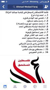 التحالف الديمقراطي يعلن قائمته الانتخابية في جباليا النزلة