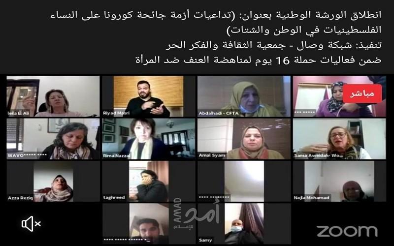 قيادات مجتمعية نسوية من الوطن والشتات تناقش تداعيات أزمة "كورونا" على النساء الفلسطينيات