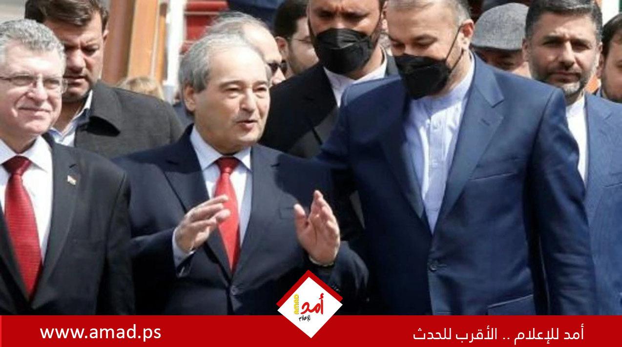 وزير خارجية إيران يرحب بـ"التطبيع" العربي مع دمشق