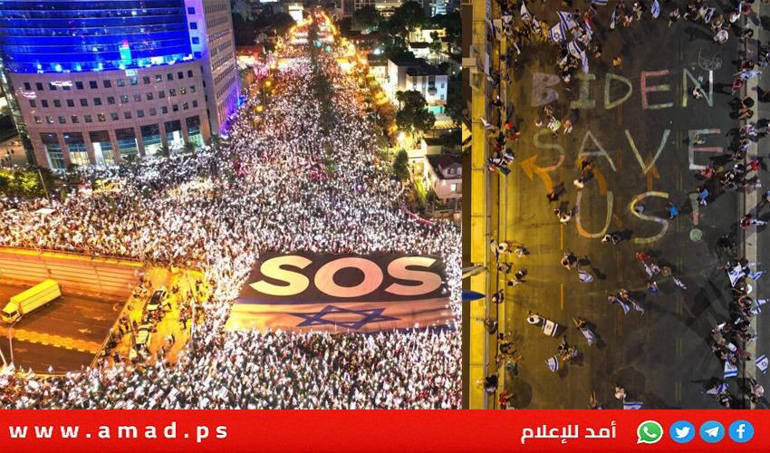 مئات الآلاف في شوارع إسرائيل يطالبون بايدن بإنقاذهم من الديكتاتورية- صور وفيديو