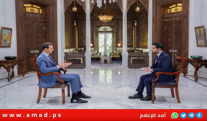 محدث - الأسد: موقف حماس منا كان مزيجا من الغدر والنفاق ..فمن رفع علم الاحتلال الفرنسي ليس مقاوم  - فيديو اللقاء