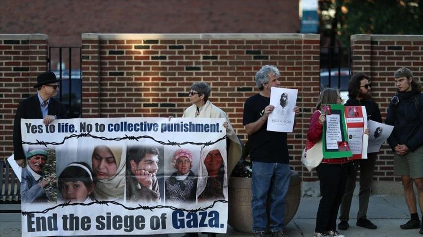 بالصور.. تظاهرة احتجاجية على مجازر إسرائيل ضد الفلسطينيين بشيكاغو
