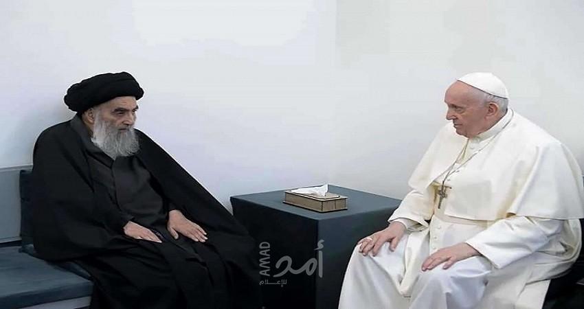 العراق: لقاء تاريخي  بين البابا والمرجع الديني السيستاني بحث معاناة الفلسطينيين