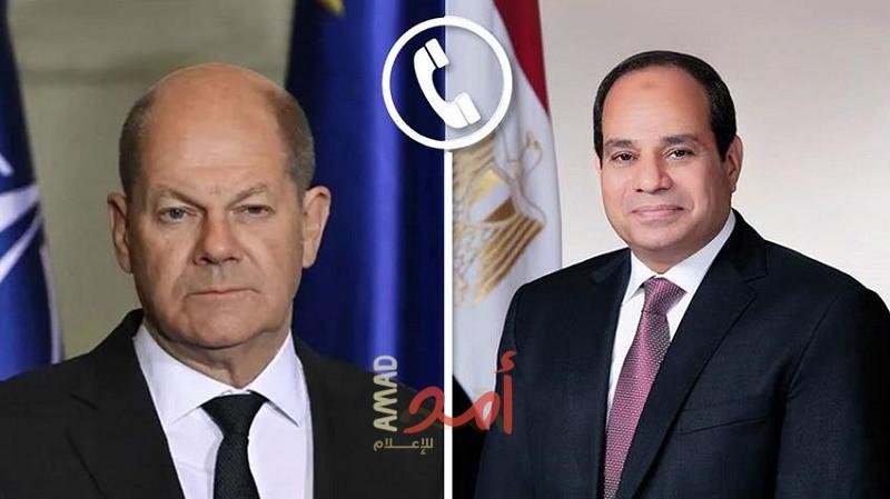 الرئيس عبد الفتاح السيسي يتلقى اتصالًا هاتفيًا من المستشار الألماني