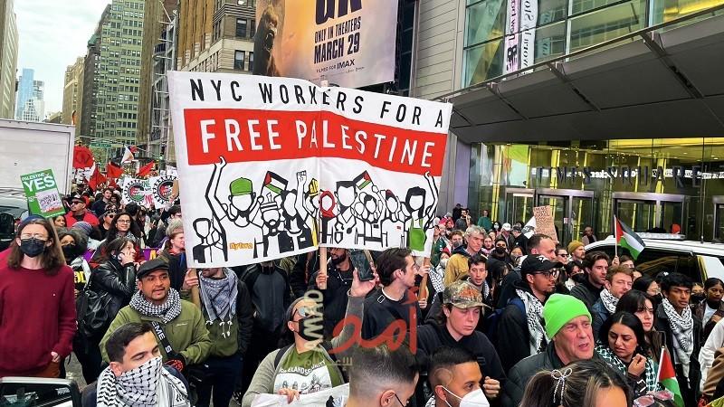 نيويورك: (30) ألف متظاهر في مسيرة ضخمة ضد تواصل الحرب العدوانية على غزة