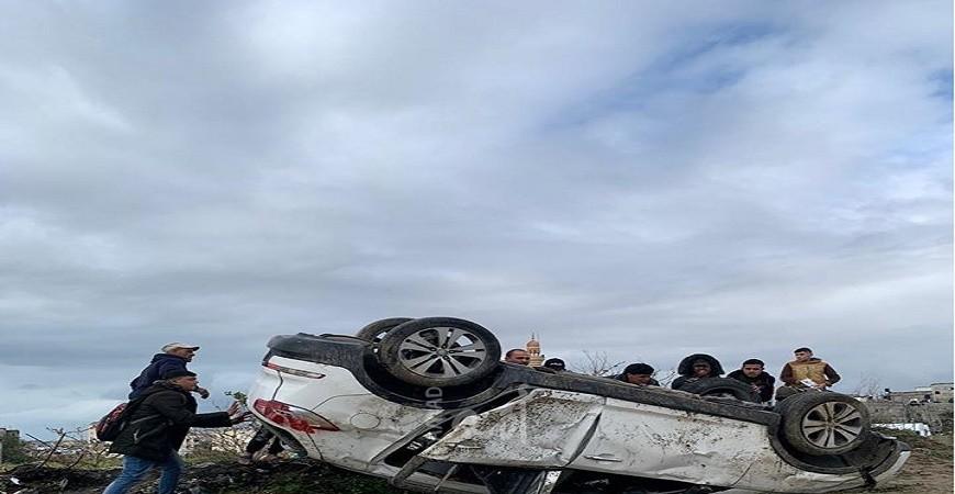 إصابتان إحداها خطيرة بحادث مروري شمال غزة