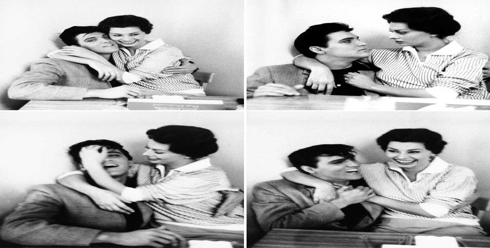 صوفيا لورين تداعب الفيس بريسلى بصورة نادرة التقطت عام 1958