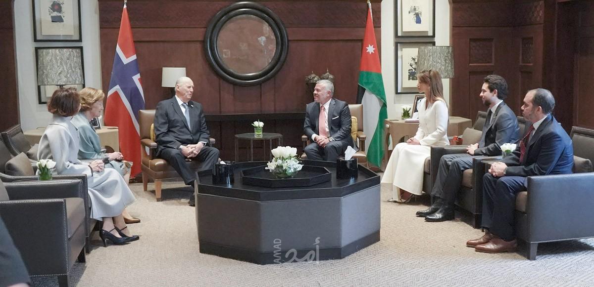 خلال استقبال ملك النرويج.. ملك الأردن يؤكد مركزية القضية الفلسطينية