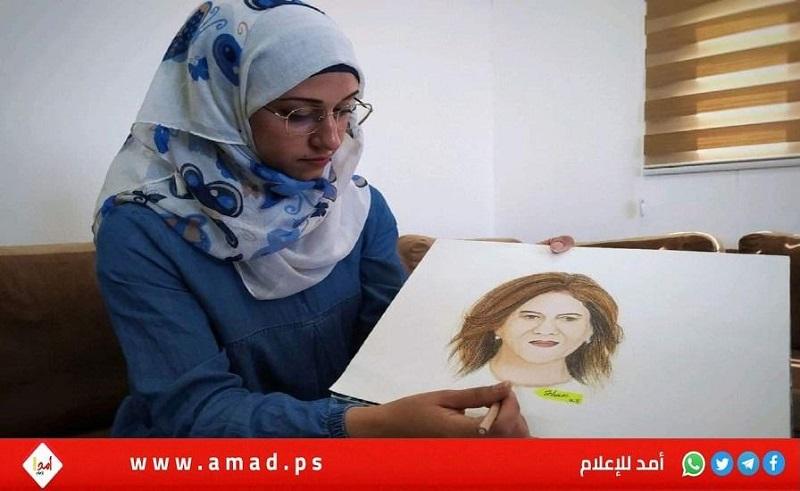 الغزّية سهام خلف.. برسوماتها عبرت عن احتجاجها على اغتيال "شيرين أبو عاقلة"