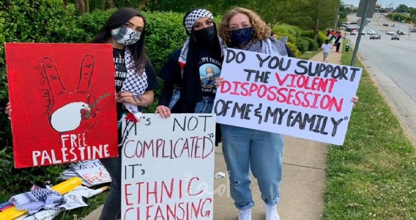 فتيات أمريكيات يتضامن مع الشعب الفلسطيني