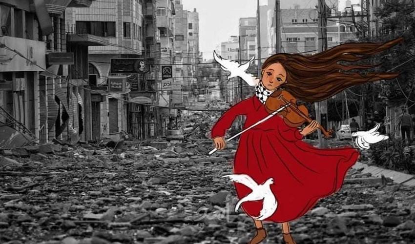 ألاء الجعبري.. تفضح جرائم الاحتلال بالشخصيات الكرتونية - صور