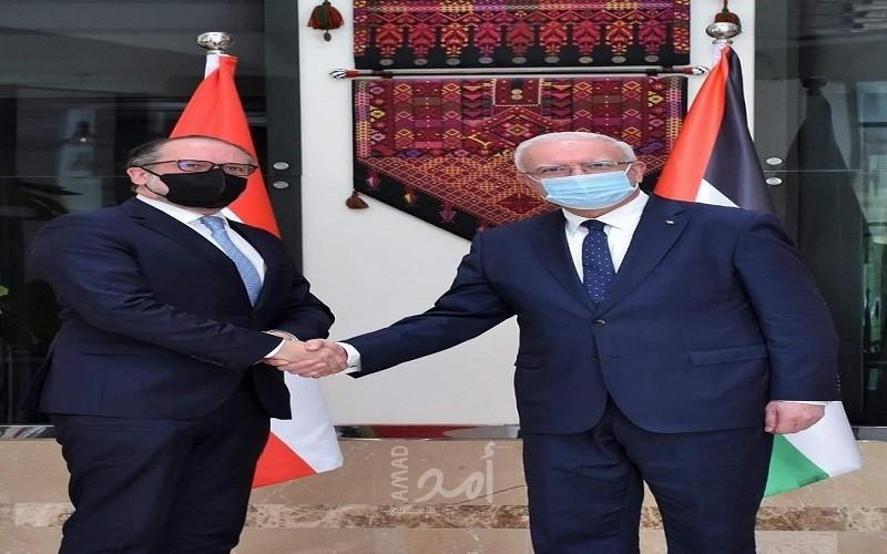 المالكي يبحث مع نظيره النمساوي أخر التطورات والمس­تجدات على الساحة الف­لسطينية