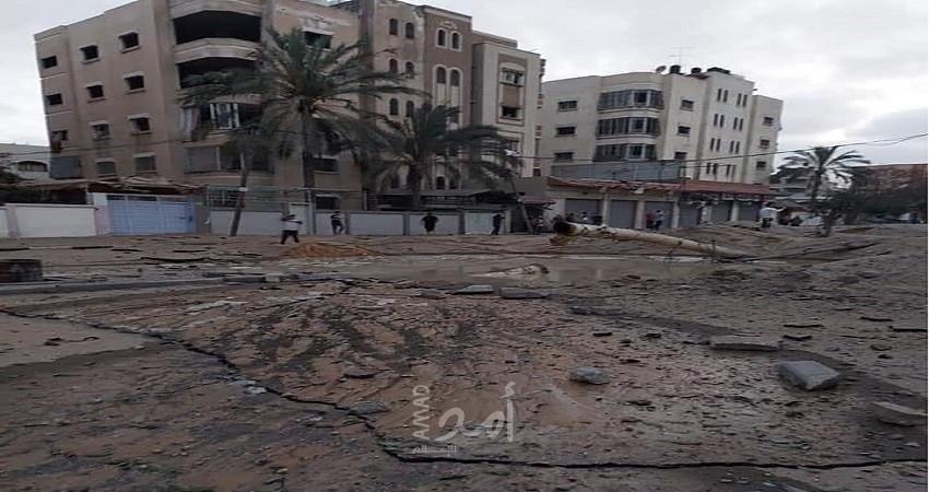 بلدية غزة: هبوط كبير بشارع بغداد في حي الشجاعية