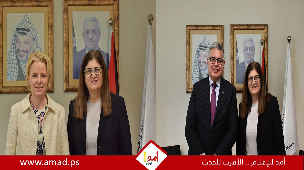 شاهين تلتقي عددا من السفراء والقناصل.. وتطالب بالاعتراف بدولة فلسطين