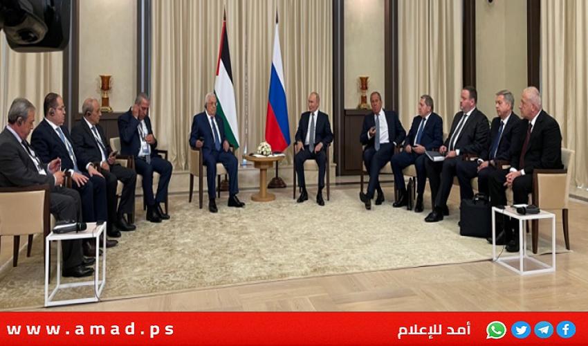 خلال لقاء عباس.بوتين: نتابع بألم وقلق الكارثة الإنسانية التي تحدث في فلسطين