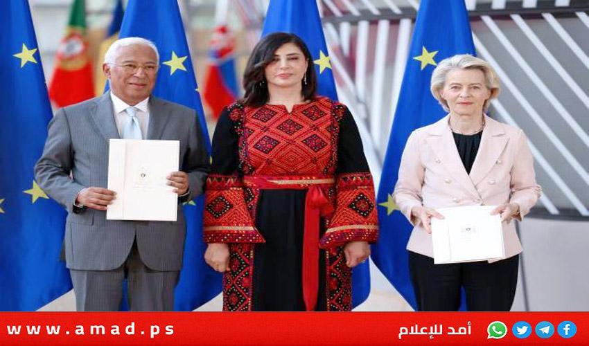 لأول مرة..سفيرة فلسطين تقدم رسالة تعيينها لرئيس المجلس الأوروبي ورئيسة المفوضية