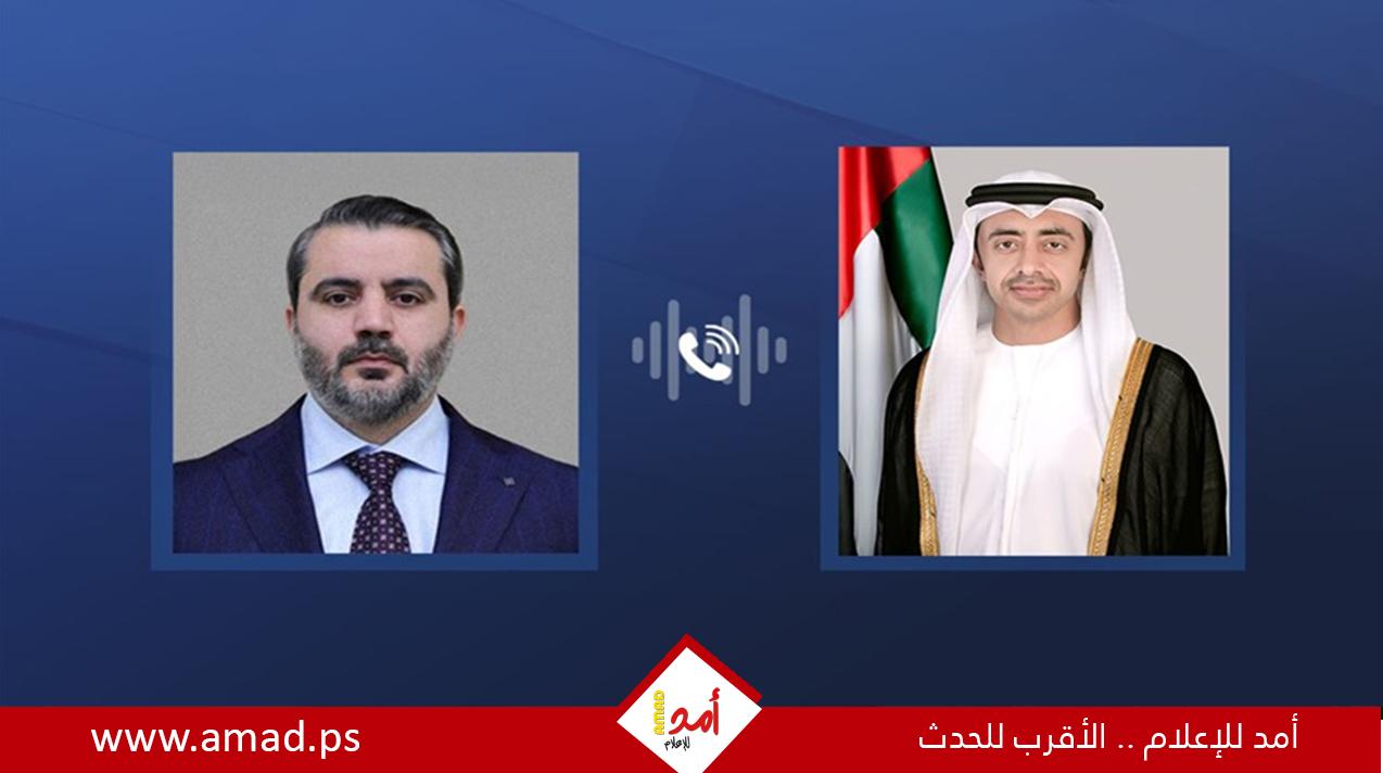 عبدالله بن زايد يؤكد لـ"الشيباني" موقف الإمارات الدعم لجهود المرحلة الانتقالية في سوريا