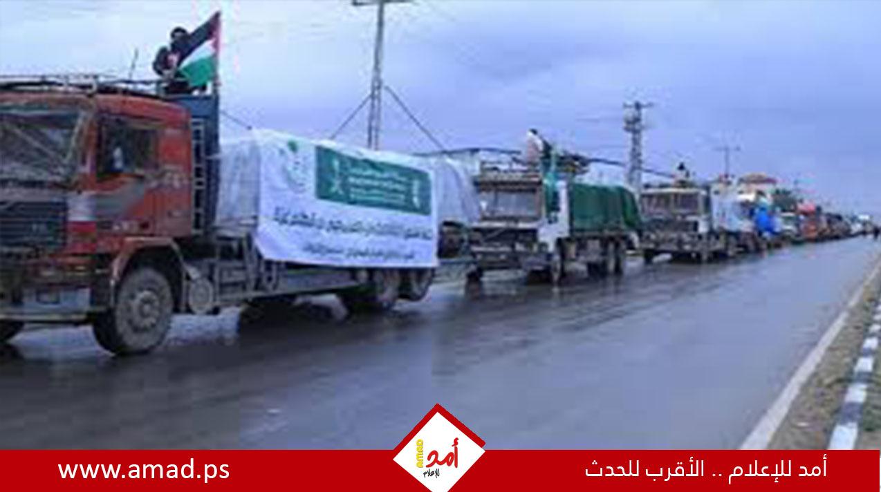 وصول 34 قافلة إغاثية سعودية جديدة إلى جنوب قطاع غزة 