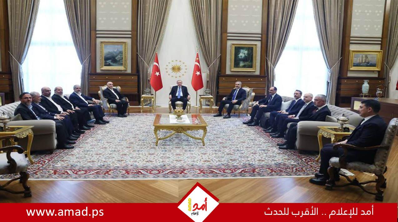 أردوغان يلتقي وفد حماس برئاسة محمد درويش لأول مرة بعد وقف إطلاق النار
