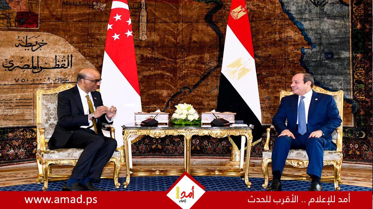 الرئيسان المصري والسنغافوري يؤكدان رفض تهجير الشعب الفلسطيني