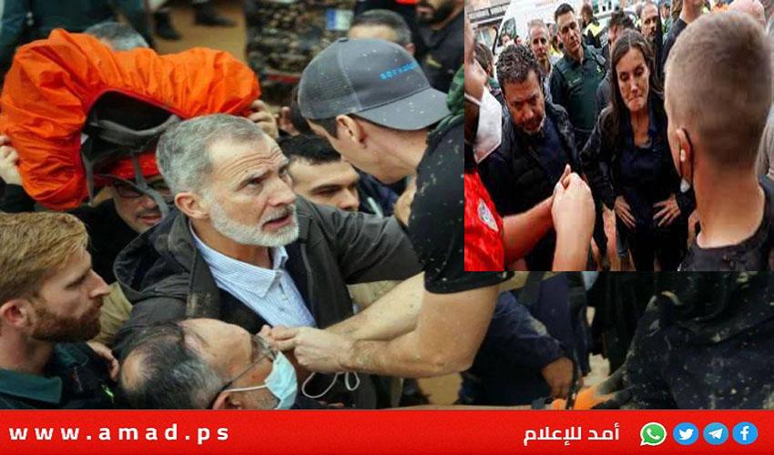 بعد رشقه والملكة بالطين ..ملك إسبانيا يعرب عن تفهمه لغضب أهالي فالنسيا - فيديو