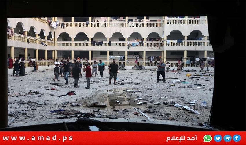 دير البلح: استشهاد 22 مواطن بعد قيام قوات الاحتلال بقصف مدرسة تأوي نازحين