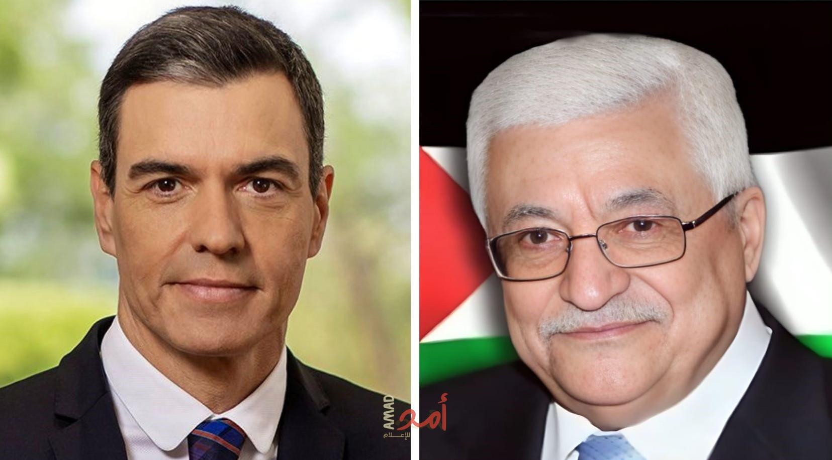 مع رئيس وزراء إسبانيا..عباس: عازمون على استلام دولة فلسطين ولايتها في قطاع غزة