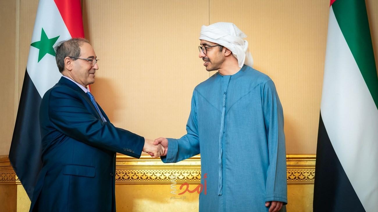 بن زايد يستقبل وزير الخارجية السوري ويؤكد عمق العلاقات بين البلدين